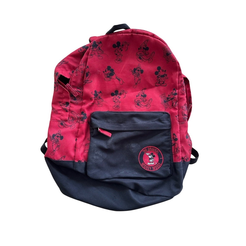 Disney Mickey Mouse Backpack Red Black All Over Print School Travel Bag